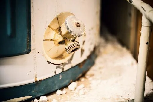 Corroded water heater with sediment buildup